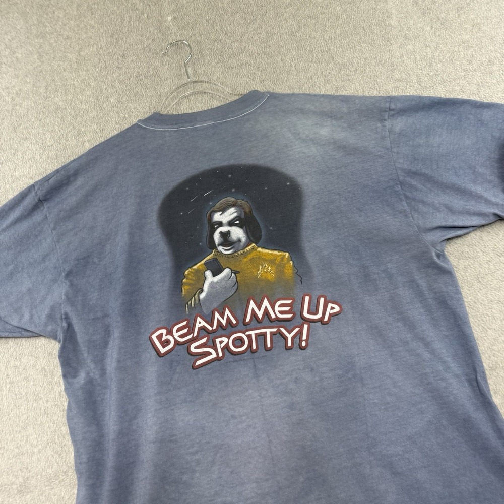 Vintage 90s Big Dogs Dog Trek Star Trek Parody Tee Men's XXL Blue Bean Me Up